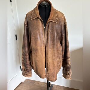 Cabela's Distressed Brown Vintage Leather Jacket